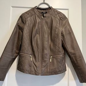 Alfani gray Moto faux leather petite jacket PM